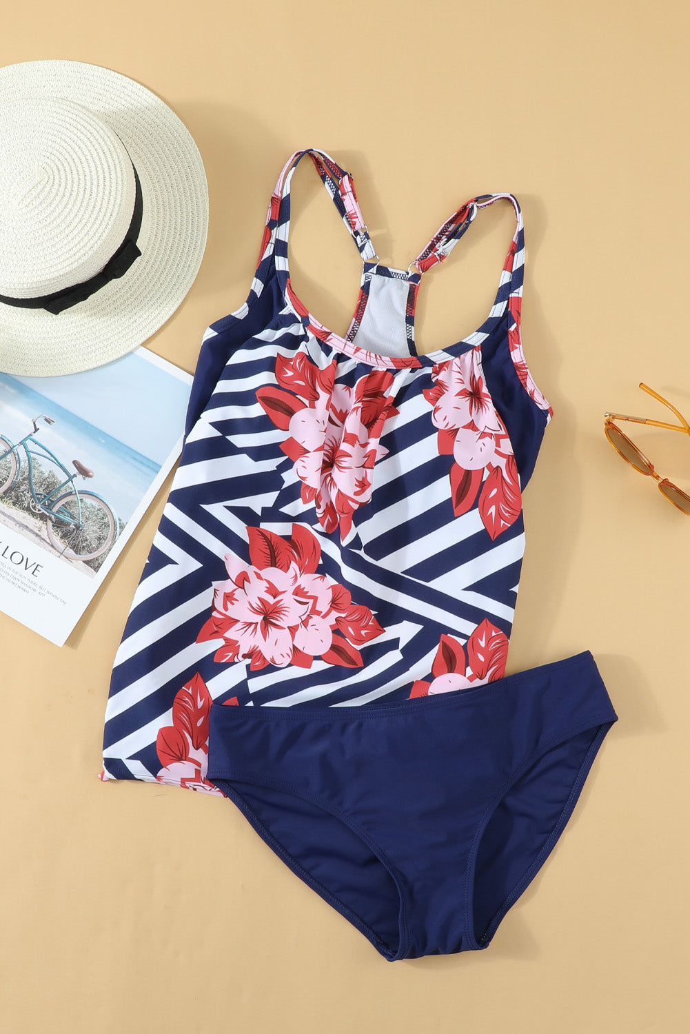 Printed Lined Tankini Swimsuit