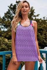 Printed Patchwork Vest Tankini Top