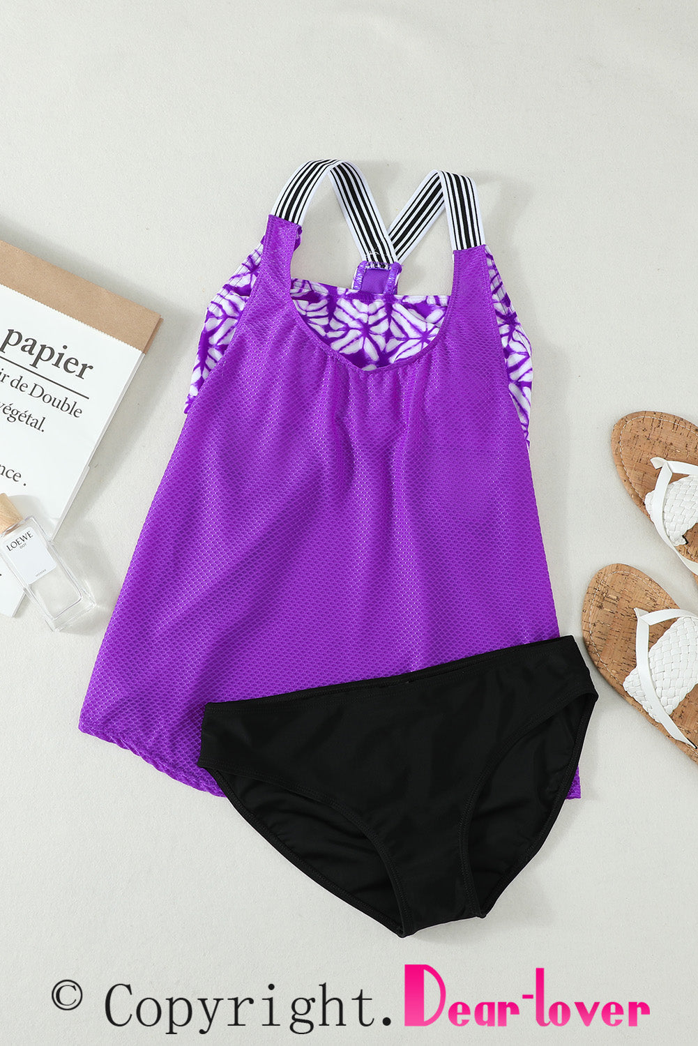 Printed Splicing Racerback Tankini