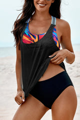 Printed Splicing Racerback Tankini