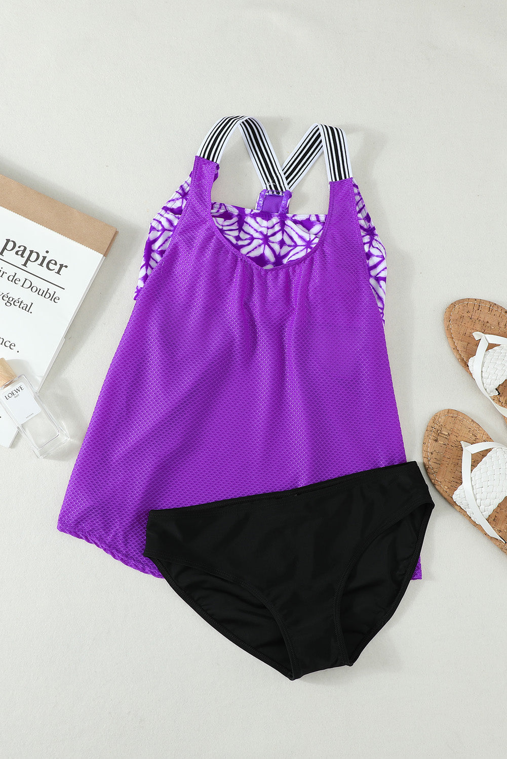 Printed Splicing Racerback Tankini