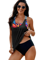 Printed Splicing Racerback Tankini