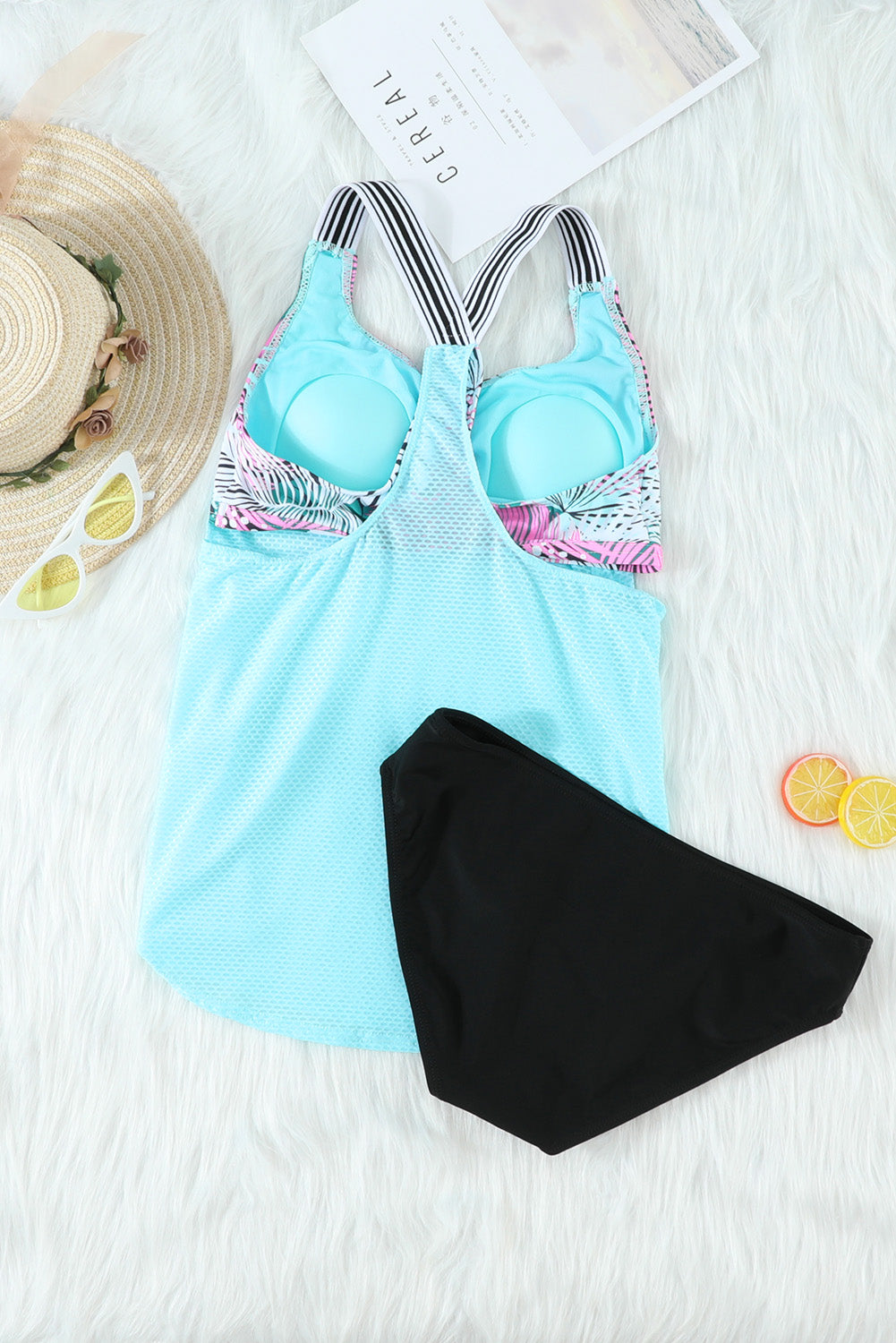 Printed Splicing Racerback Tankini