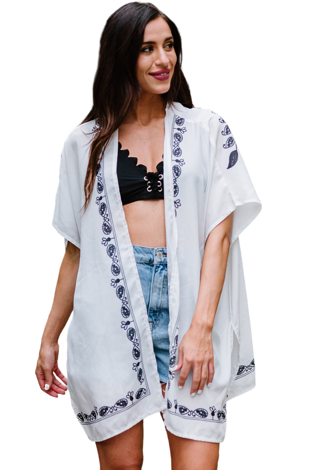 Retro Floral Pattern Kimono