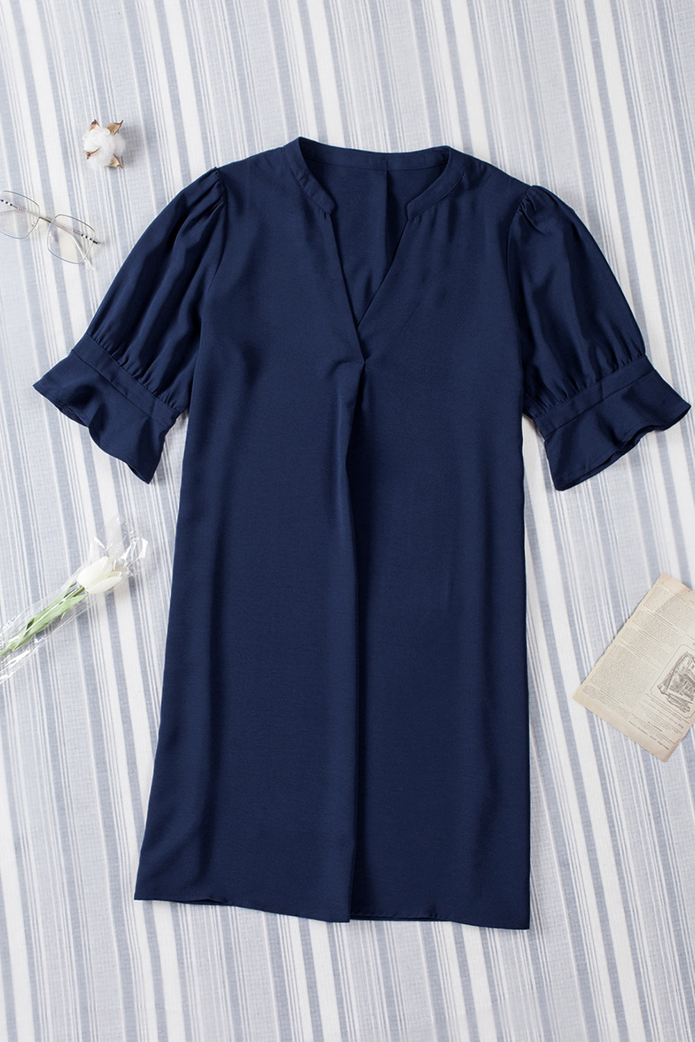 Ruffled Sleeve Shift Dress