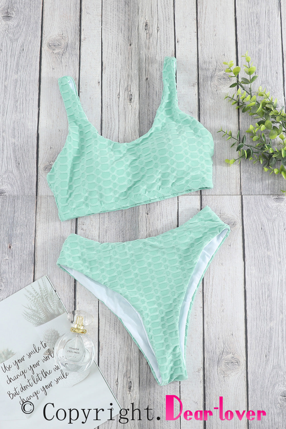 Scalloped Edges Ribbed Bikini