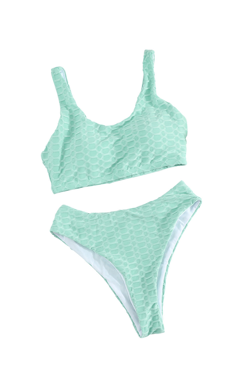 Scalloped Edges Ribbed Bikini