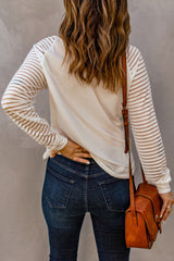 Sheer Stripe V-Neck Top