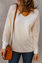 Sheer Stripe V-Neck Top