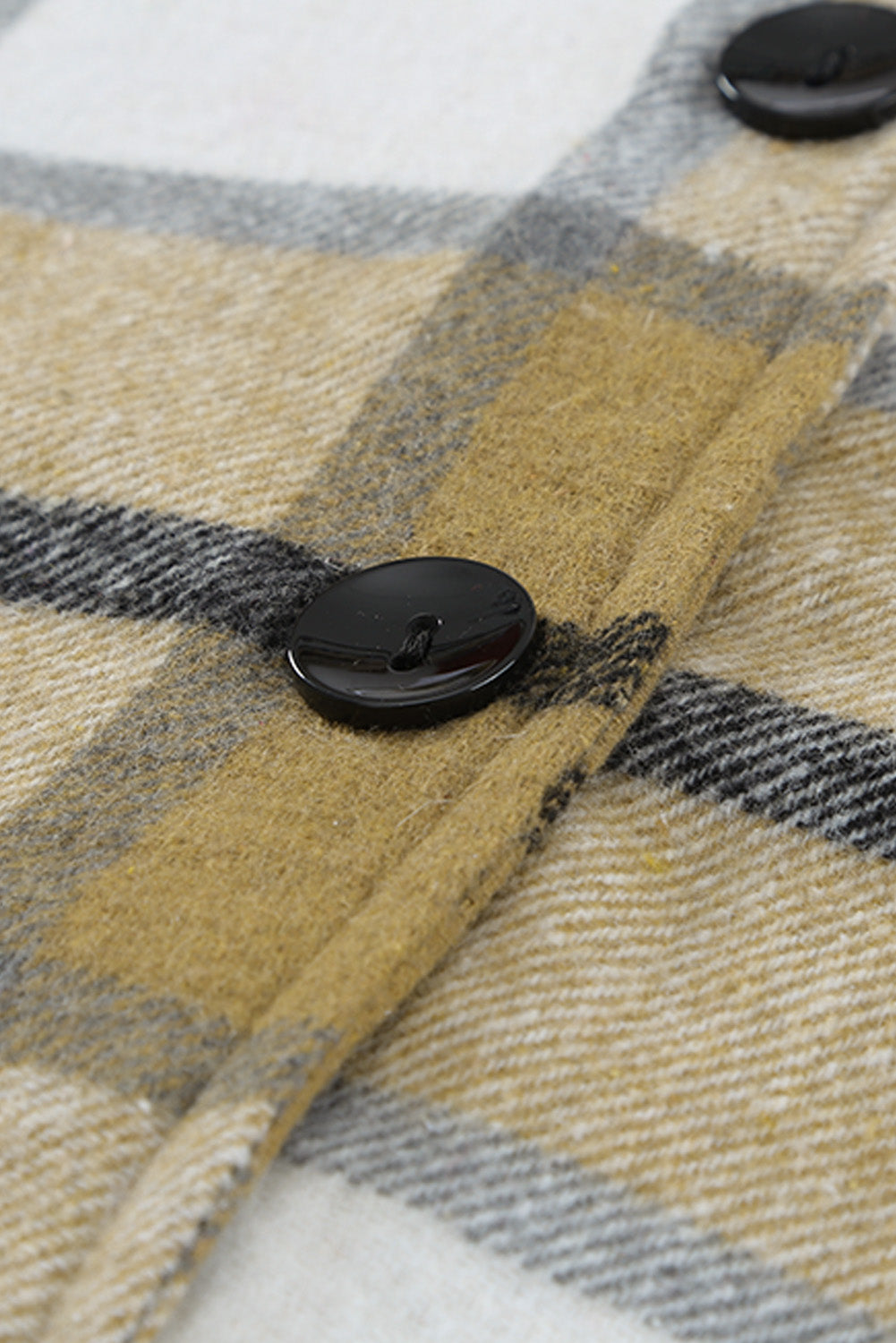 Shirt Collar Button Closure Plaid Coat