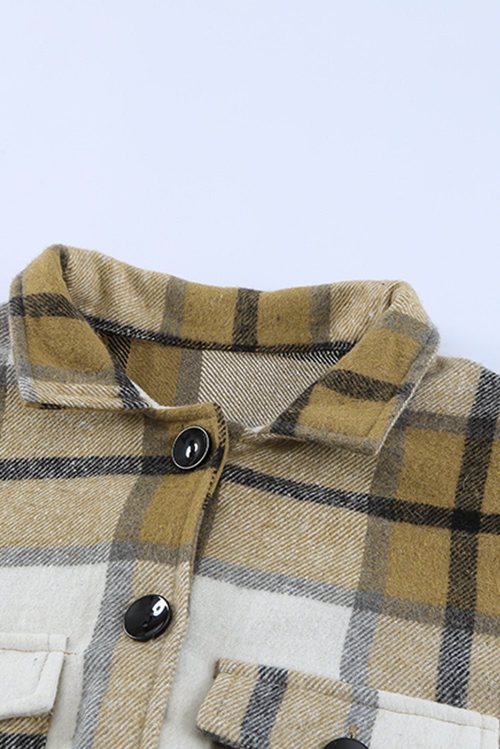 Shirt Collar Button Closure Plaid Coat