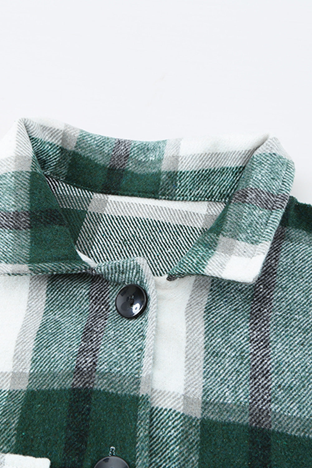 Shirt Collar Button Closure Plaid Coat