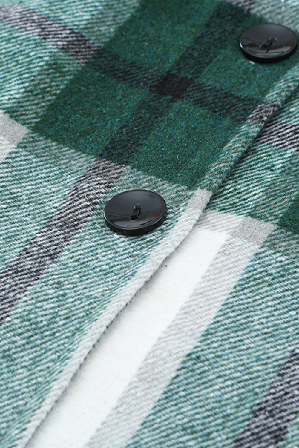 Shirt Collar Button Closure Plaid Coat