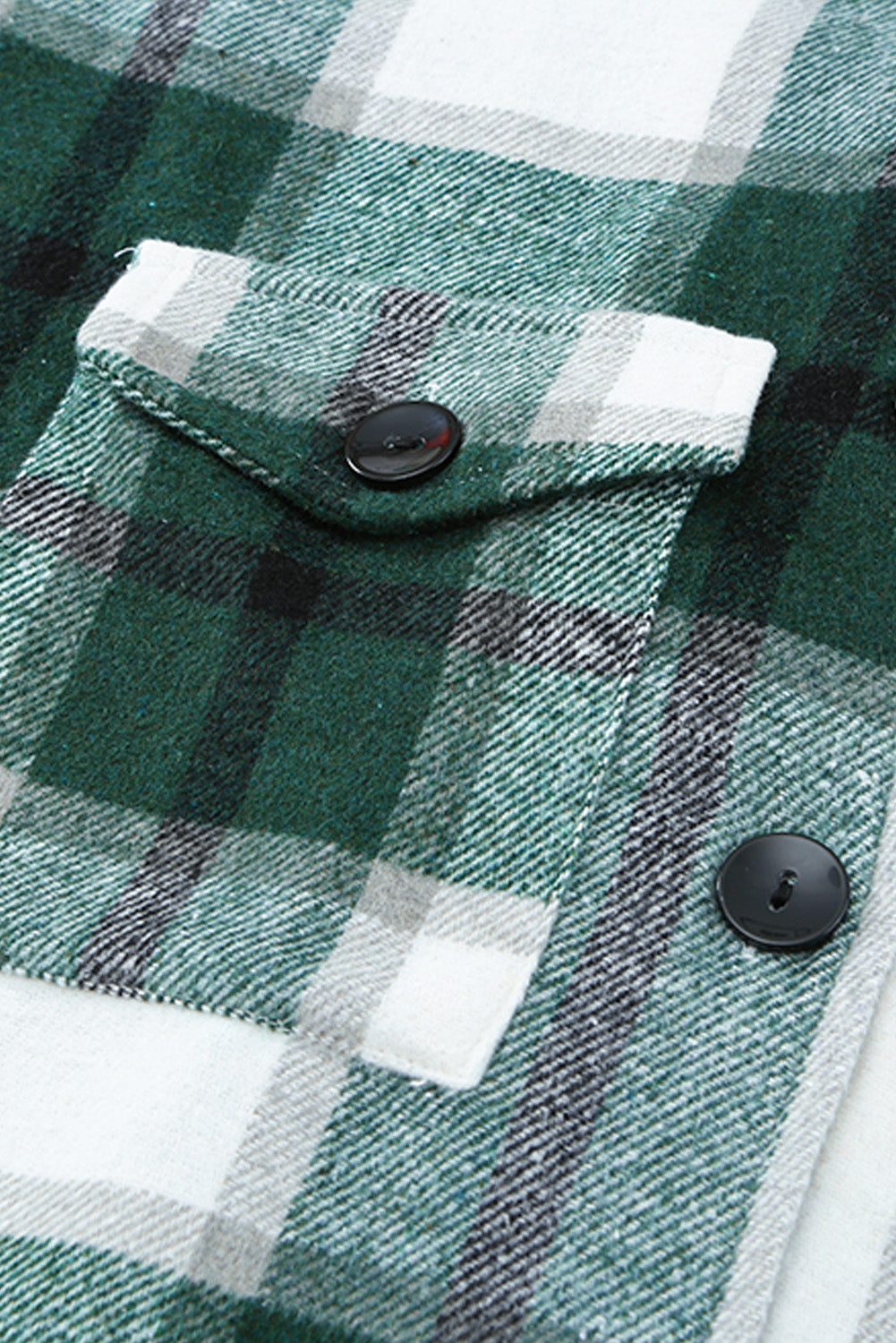 Shirt Collar Button Closure Plaid Coat