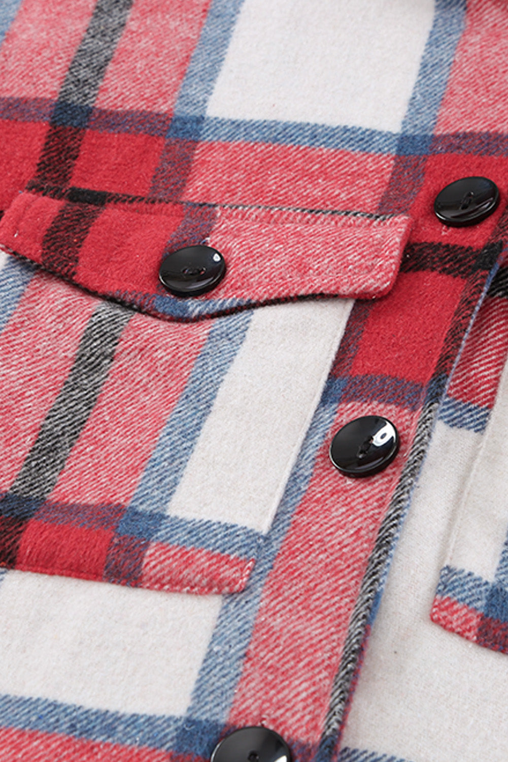 Shirt Collar Button Closure Plaid Coat