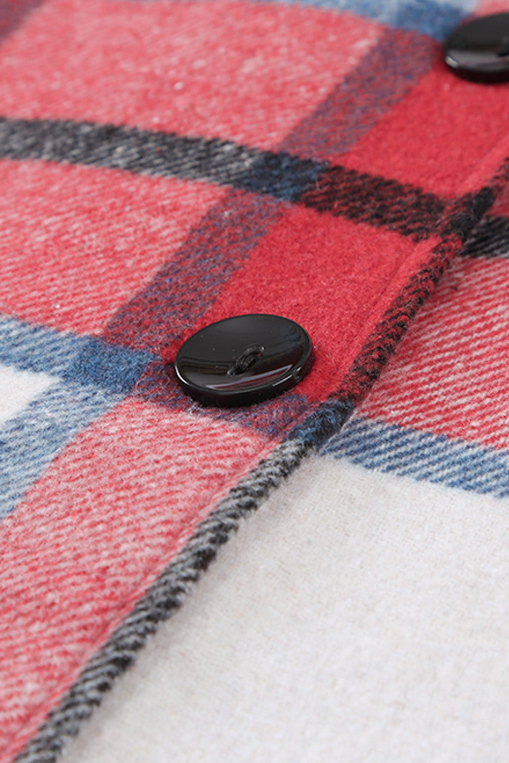 Shirt Collar Button Closure Plaid Coat