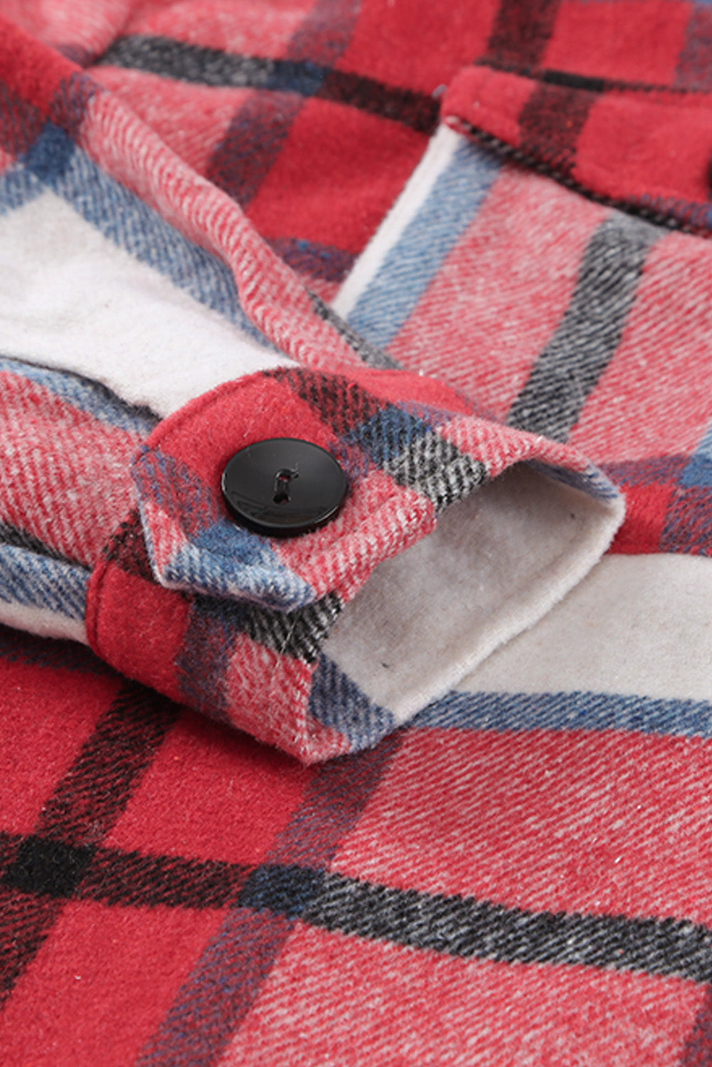 Shirt Collar Button Closure Plaid Coat