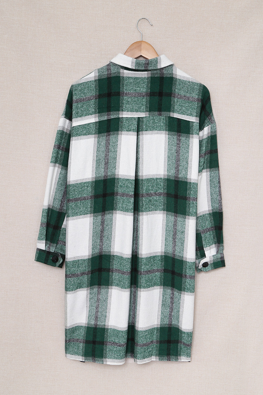 Shirt Collar Button Closure Plaid Coat