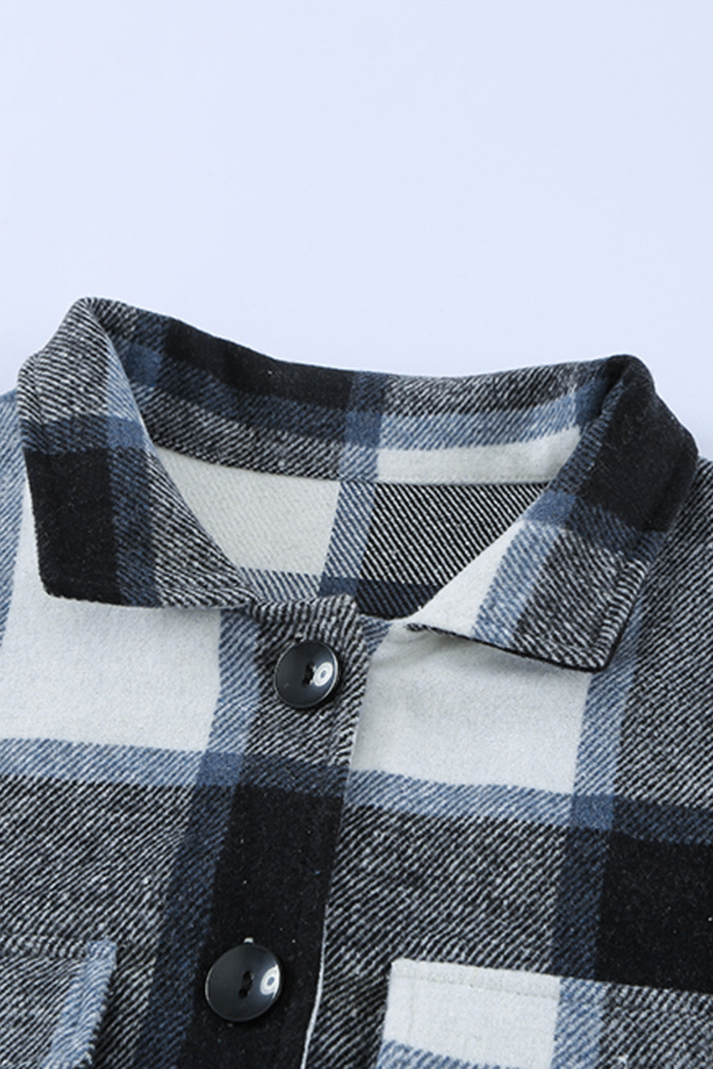 Shirt Collar Button Closure Plaid Coat