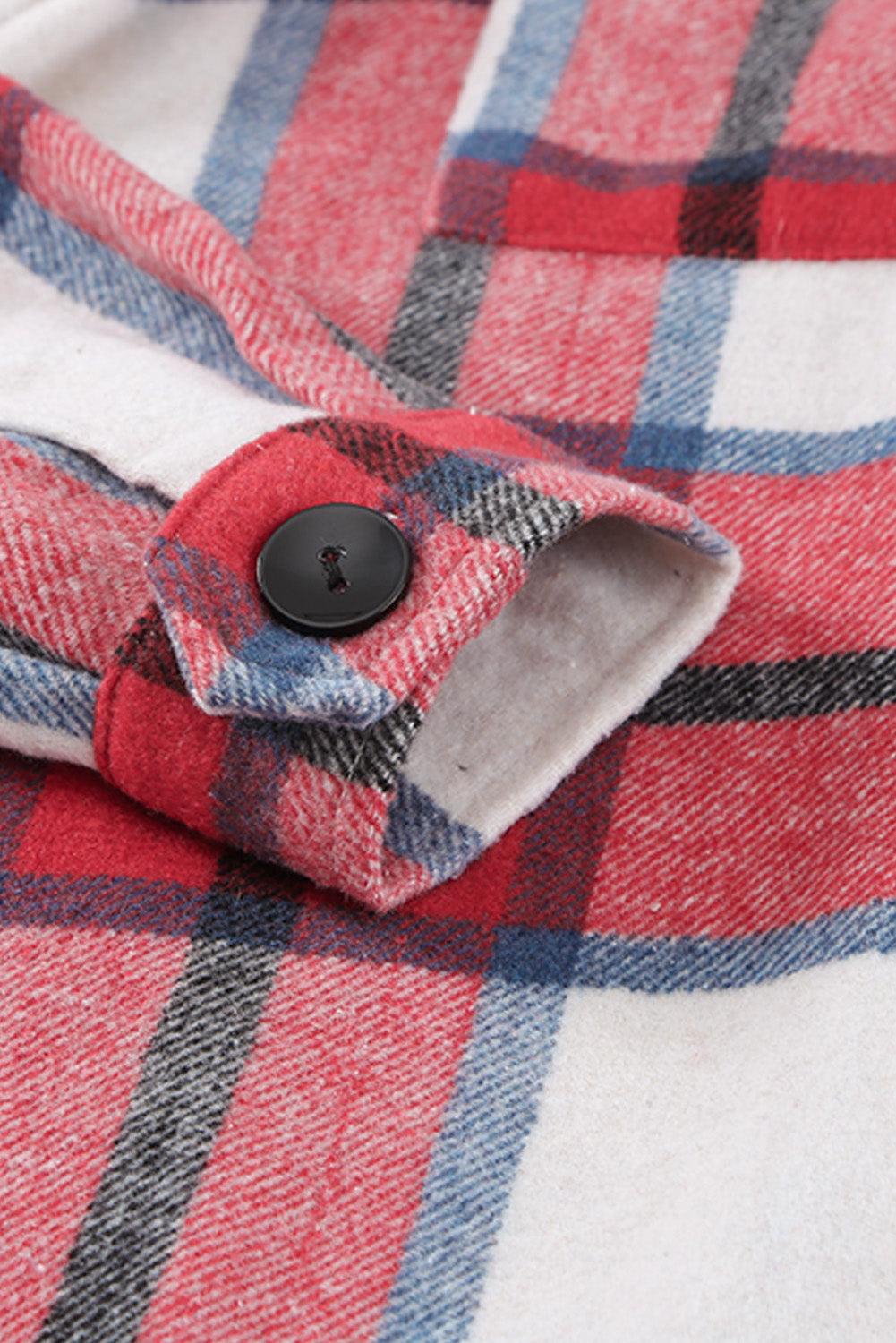 Shirt Collar Button Closure Plaid Coat