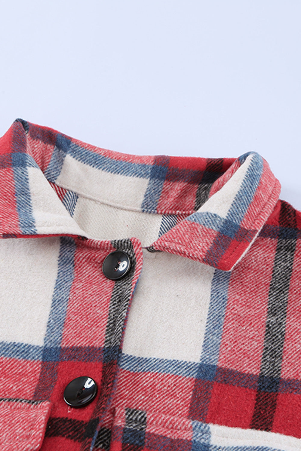 Shirt Collar Button Closure Plaid Coat