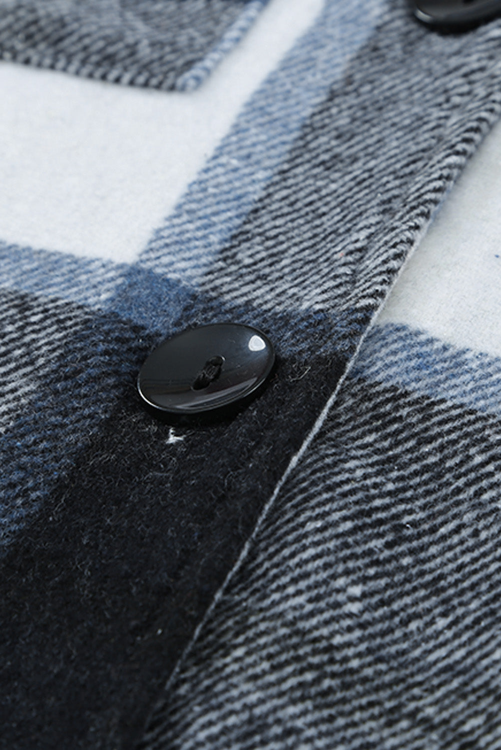 Shirt Collar Button Closure Plaid Coat