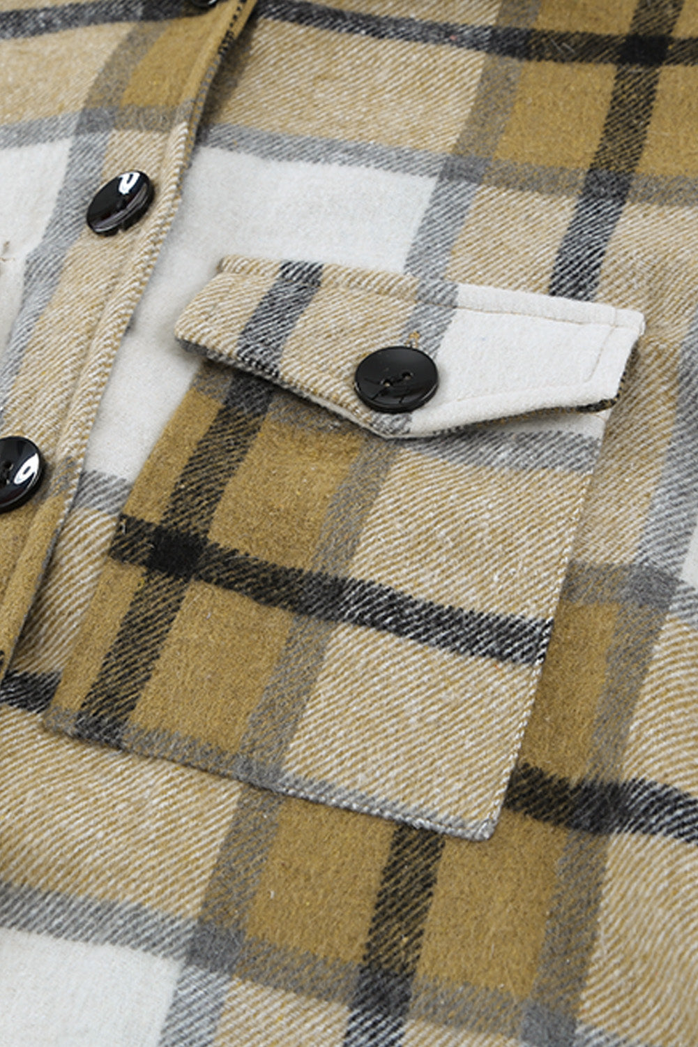 Shirt Collar Button Closure Plaid Coat