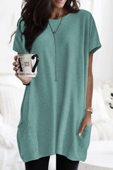 Side Pockets Short Sleeve Tunic Top