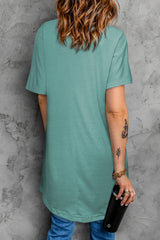 Side Pockets Short Sleeve Tunic Top