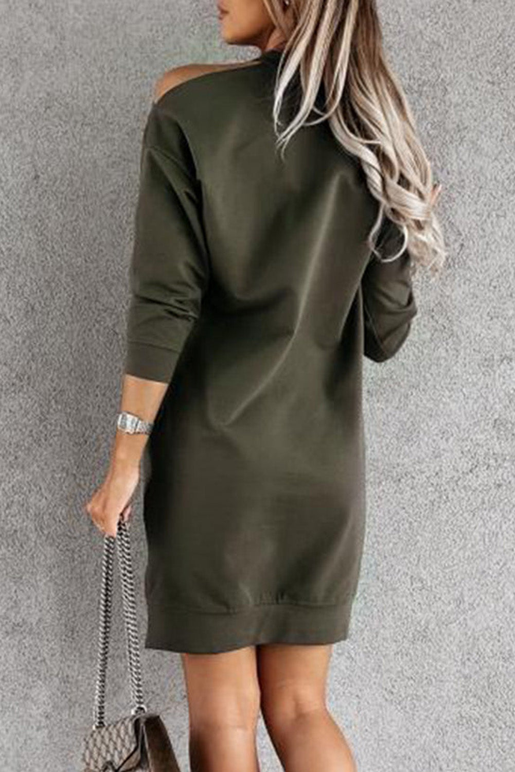 Single Cold Shoulder T-shirt Dress with Slits