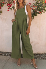 Sleeveless Pleated Wide Leg Jumpsuit