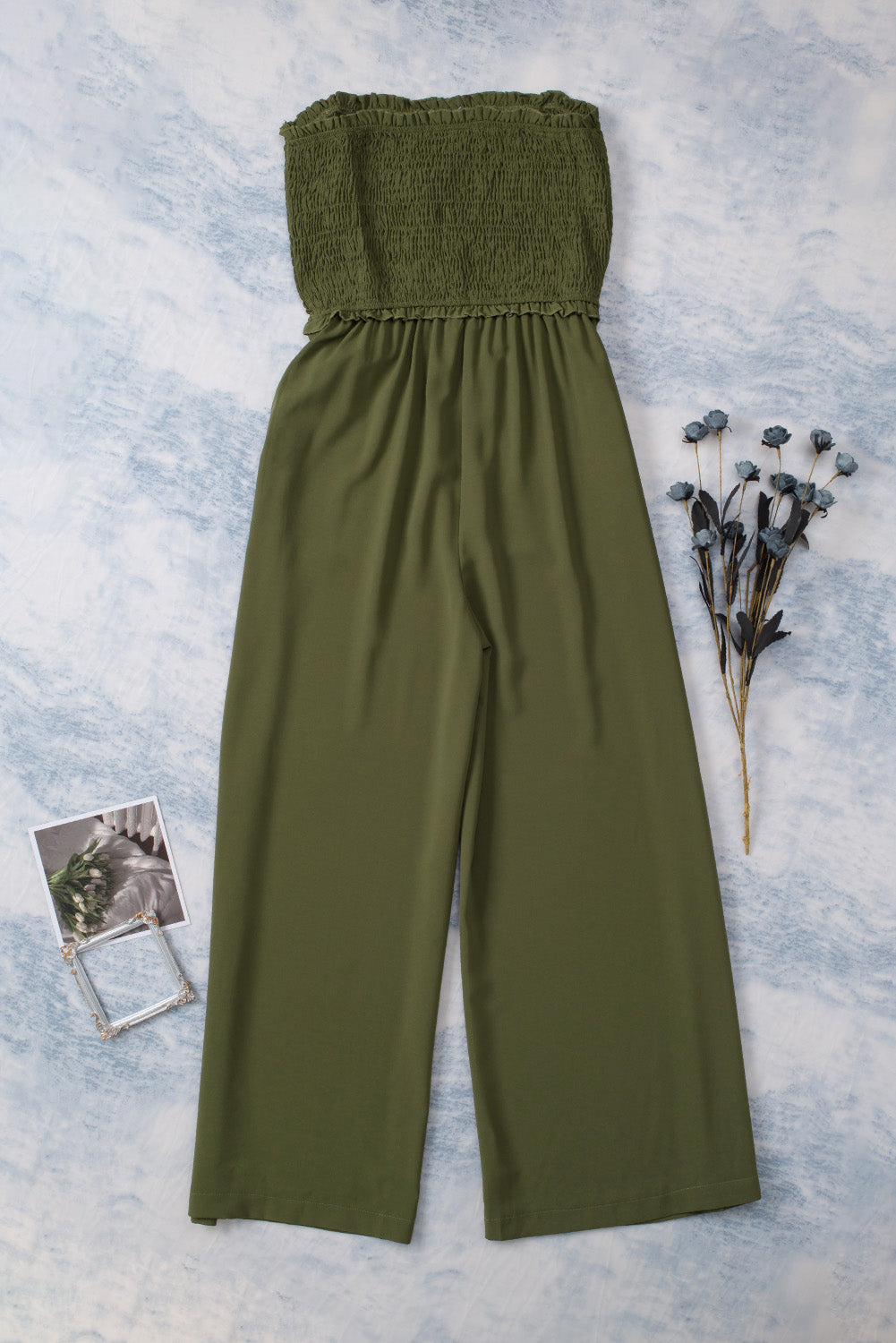 Smocked Bandeau Wide Leg Jumpsuit