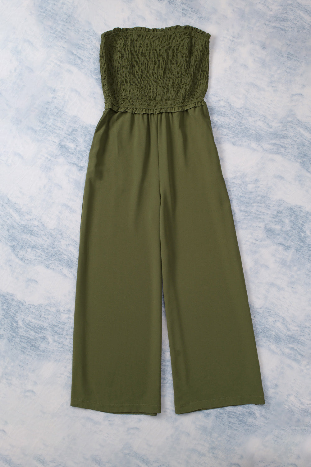 Smocked Bandeau Wide Leg Jumpsuit