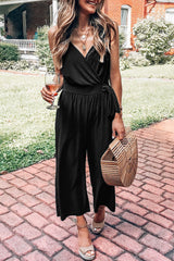 Surplice V Neck Wide Leg Jumpsuit