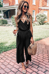 Surplice V Neck Wide Leg Jumpsuit