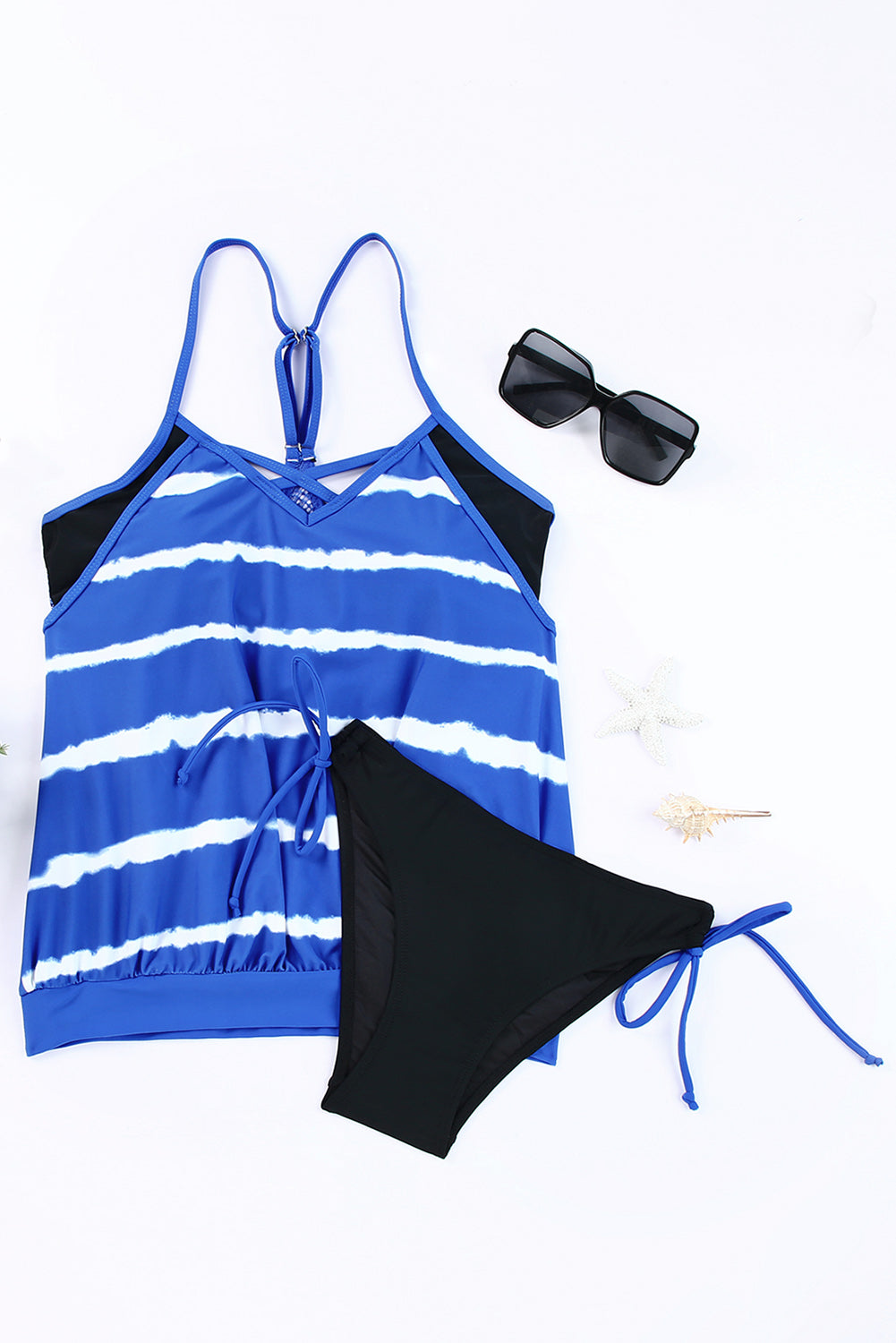 Tankini With Stripes Patchwork