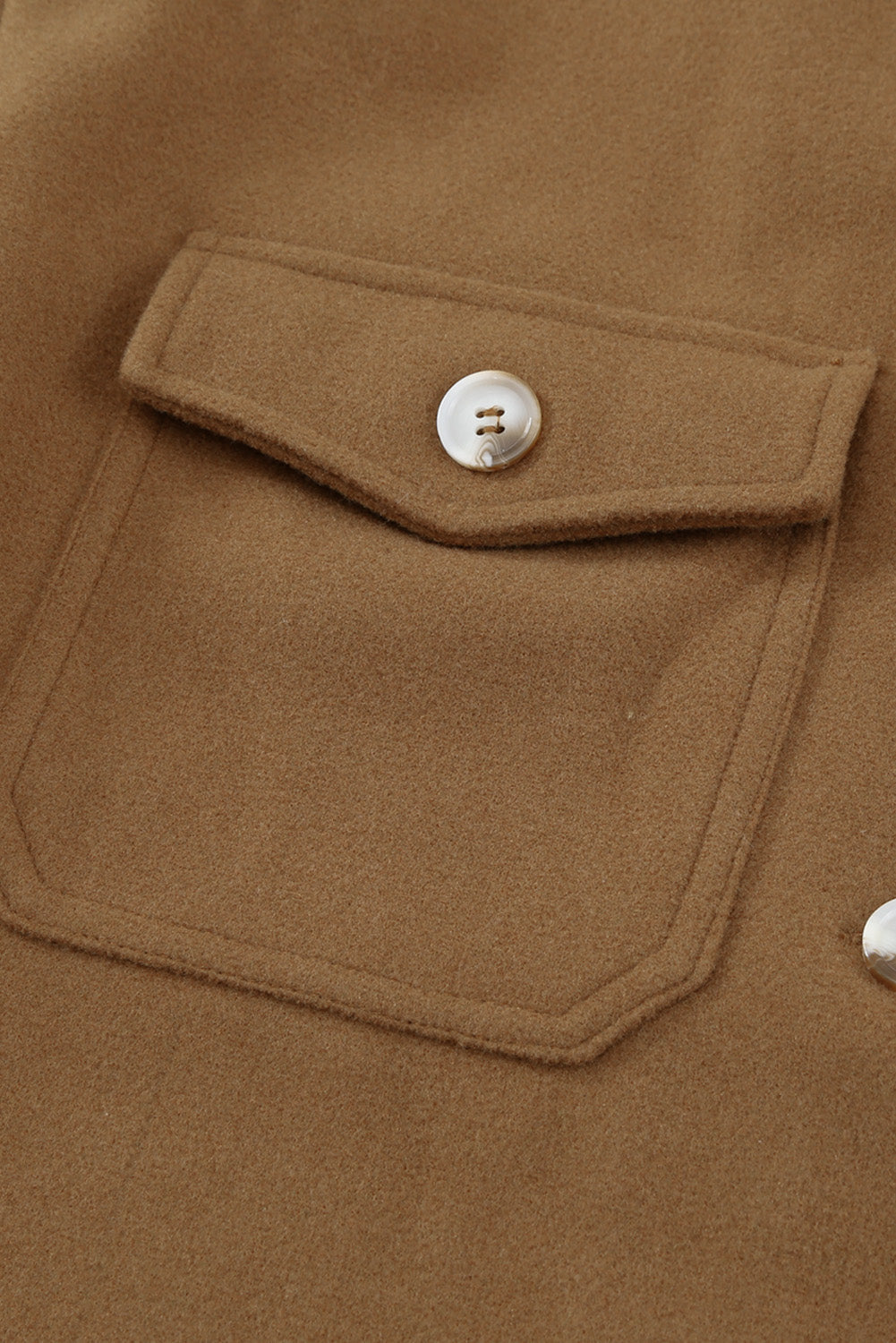 Turn Down Collar Buttoned Baggy Coat With Pocket