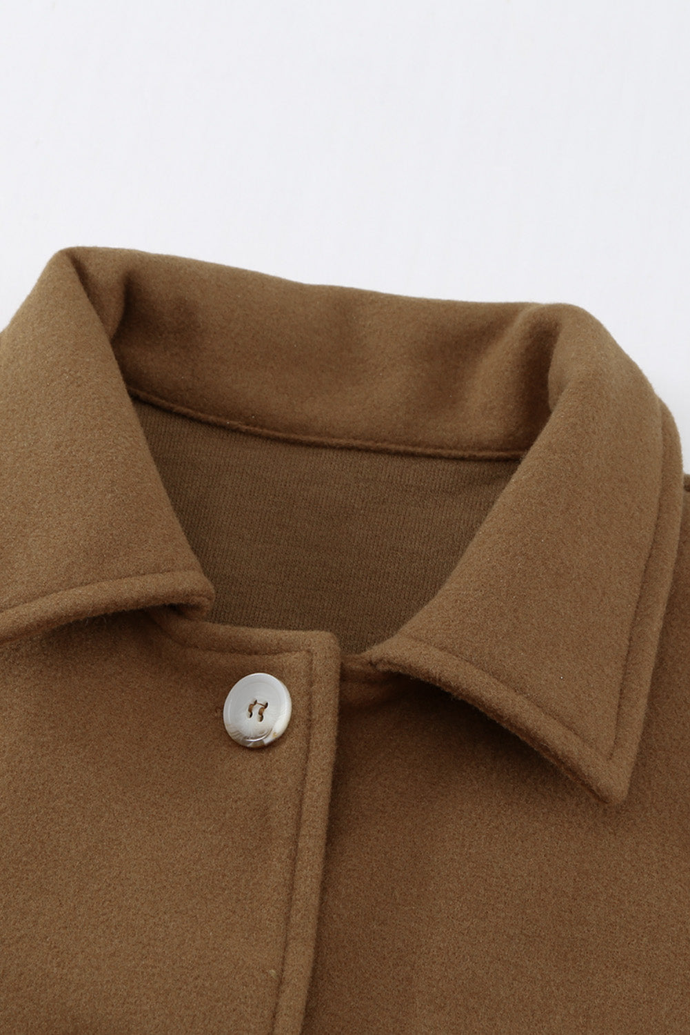 Turn Down Collar Buttoned Baggy Coat With Pocket