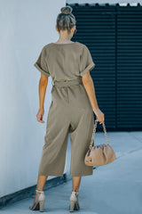 V Neck Pocketed Jumpsuit