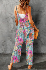 Vibrant Summer Floral Print Spaghetti Strap Jumpsuit