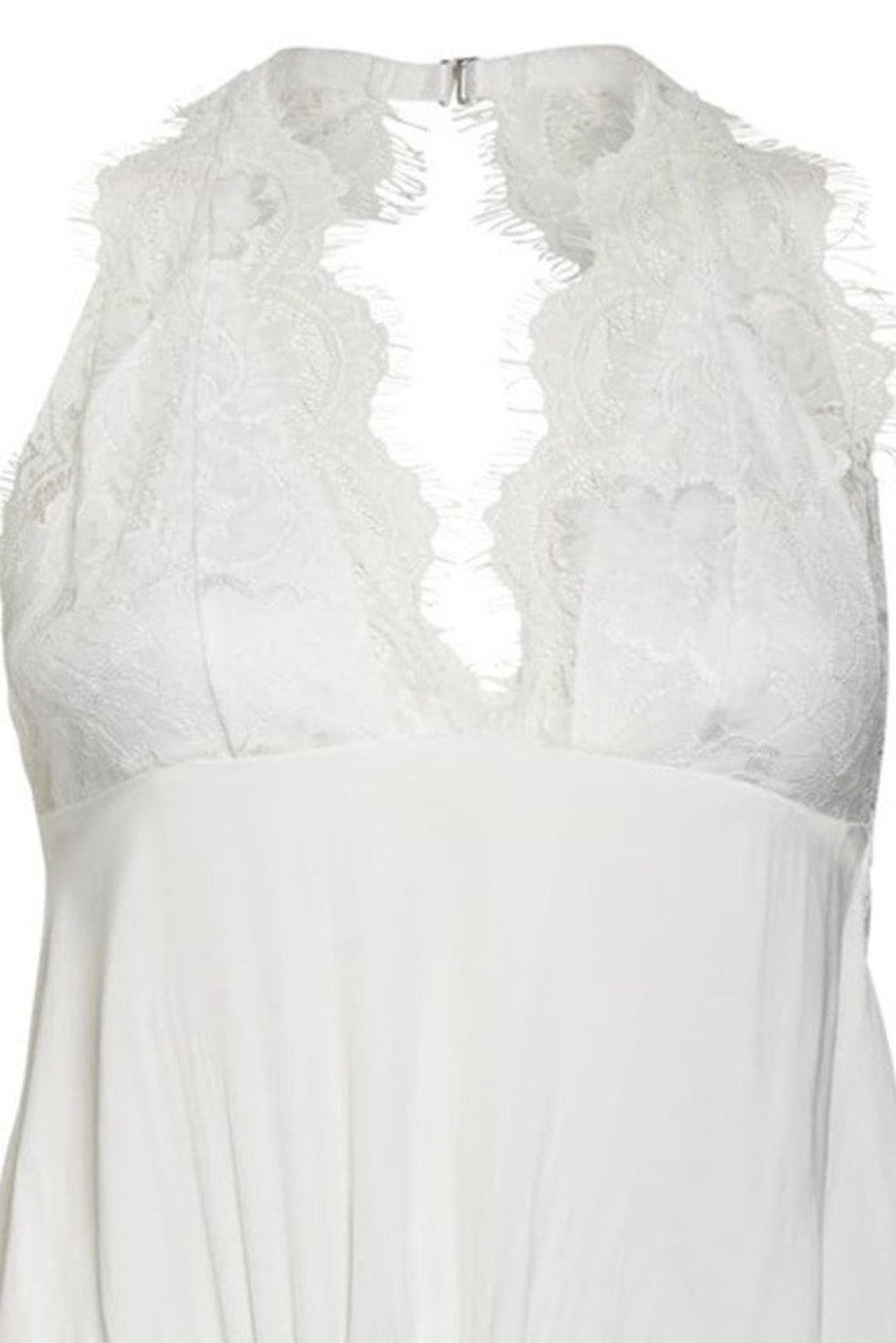 White Lace Crochet Open Back Sleeveless Bodysuit