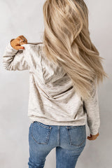 White Marbled Drawstring Cropped Hoodie