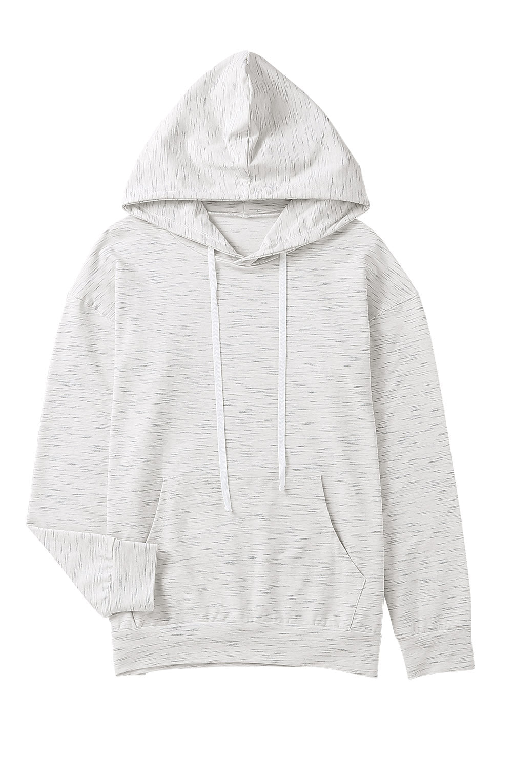 White Marbled Drawstring Cropped Hoodie