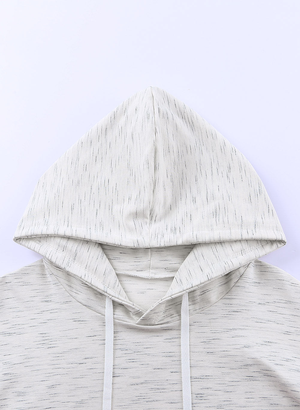 White Marbled Drawstring Cropped Hoodie