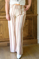 White Smocked Waist Printed Wide Leg Pants