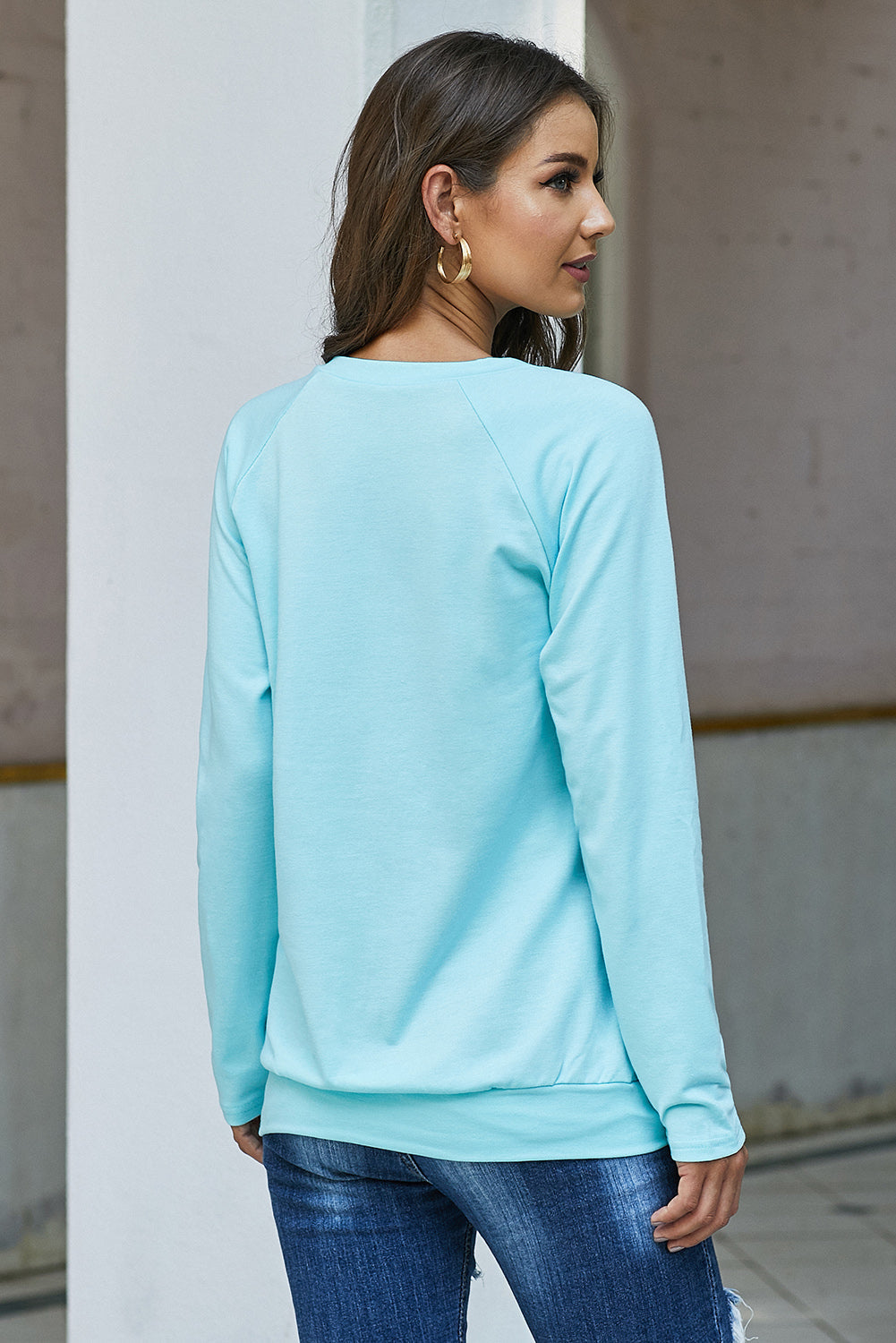 Zip Detail Marled Pullover Sweatshirt