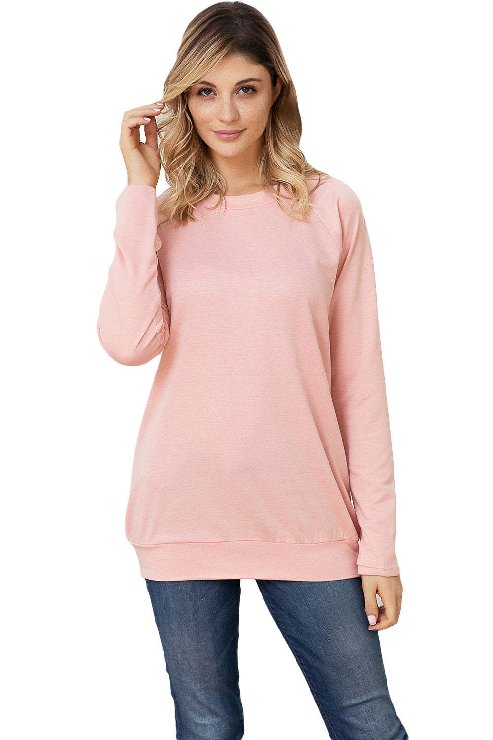 Zip Detail Marled Pullover Sweatshirt