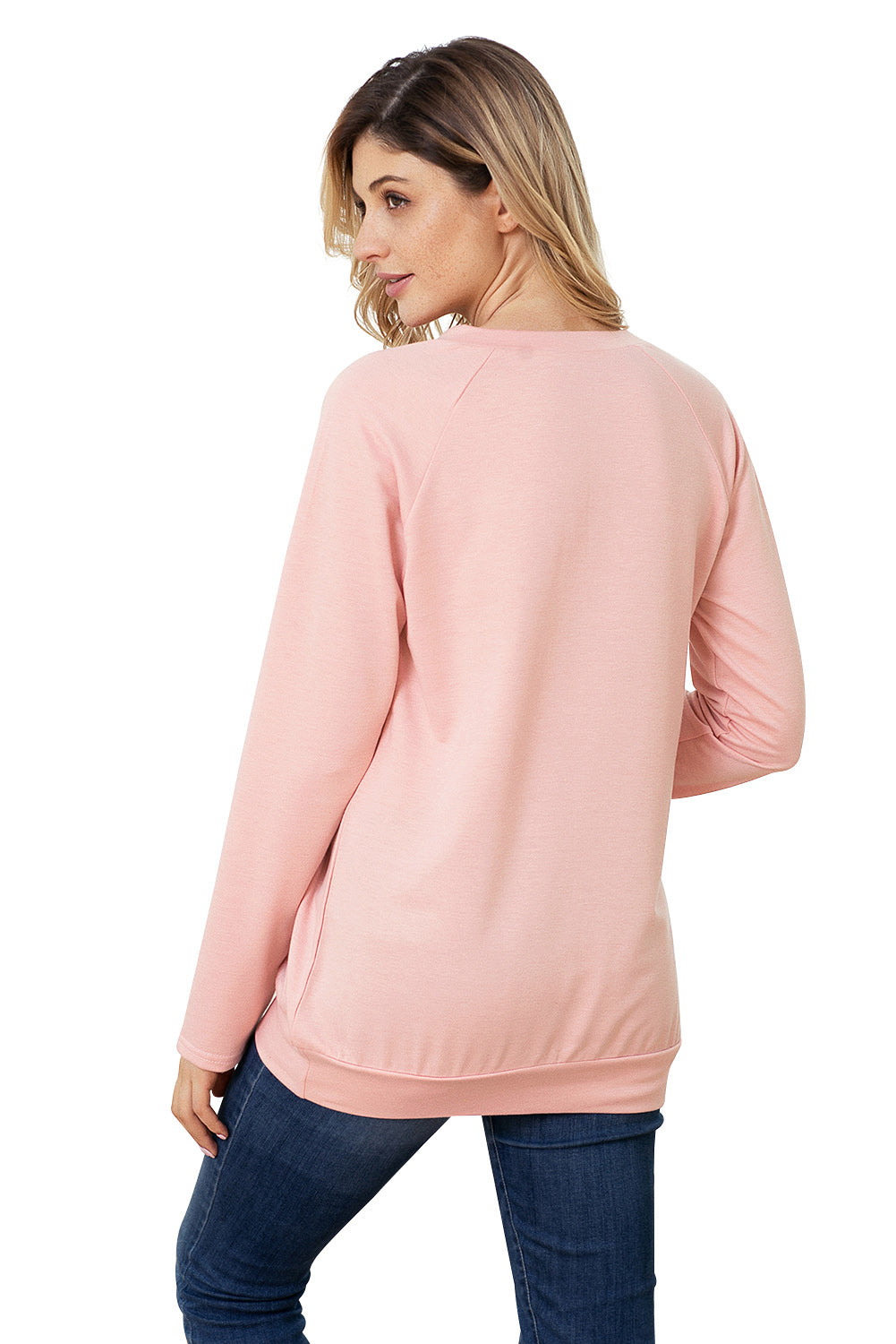 Zip Detail Marled Pullover Sweatshirt