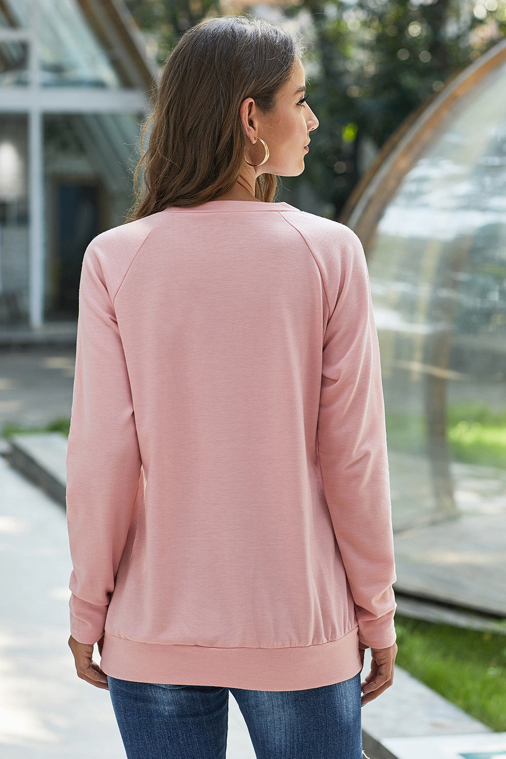 Zip Detail Marled Pullover Sweatshirt