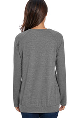 Zip Detail Marled Pullover Sweatshirt